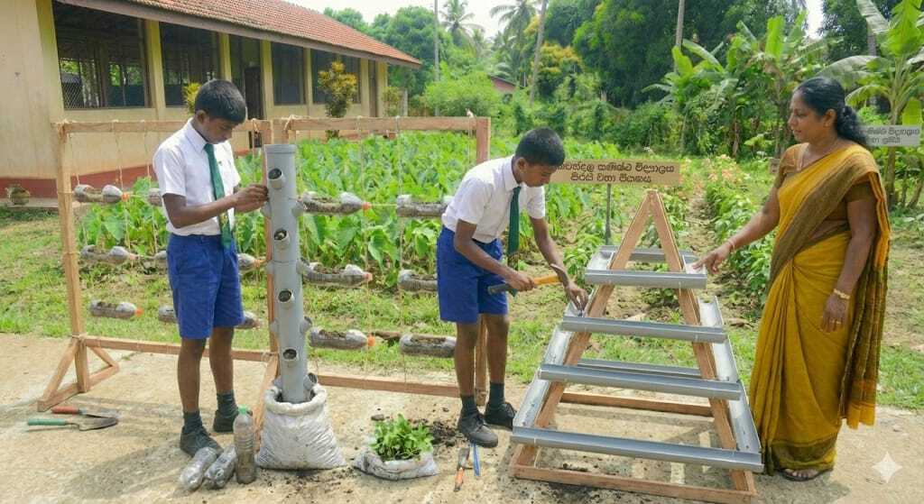 PVC කුළුණක සිරස් වගාවක්