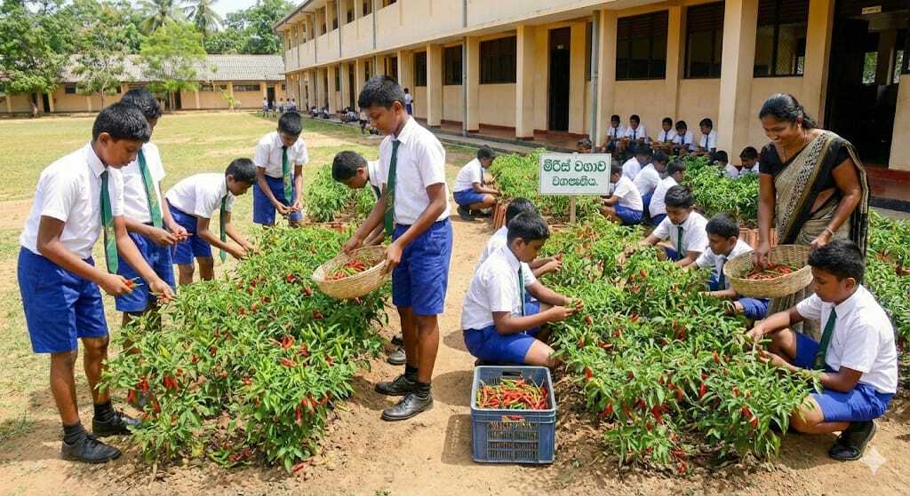 නිරෝගී මිරිස් ගසක ඇති የበשל මිරිස් කරල්