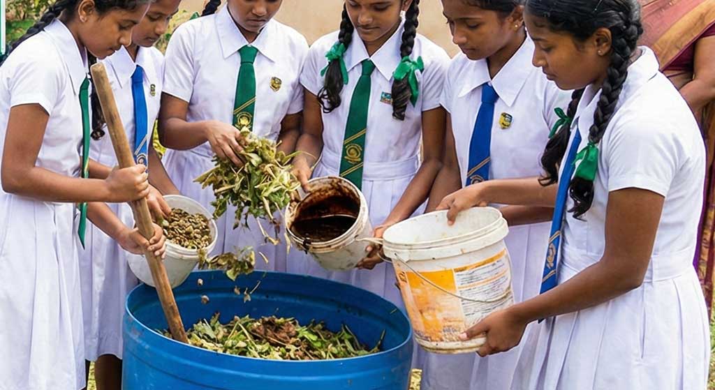 ලී වලින් සෑදූ කොම්පෝස්ට් බඳුනක් සහ ප්ලාස්ටික් කොම්පෝස්ට් බඳුනක්